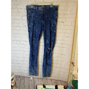 Thrill High Waisted Acid Wash Cotton Leggings‎ Size Large Distress